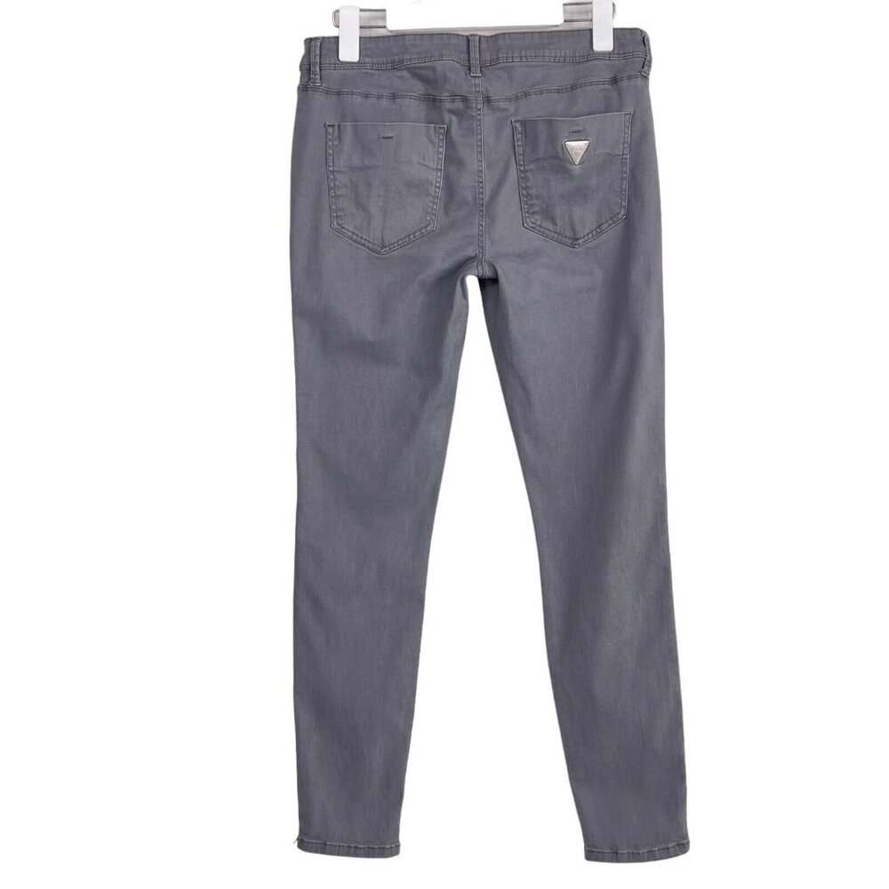 Guess Low Rise Super Skinny Maxine Fit Gray Triangle Logo Jeans Pants Size 30